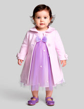 Conjunto Abrigo y Vestido de Fiesta para Bebé Niña Lila y Rosa - Gerat